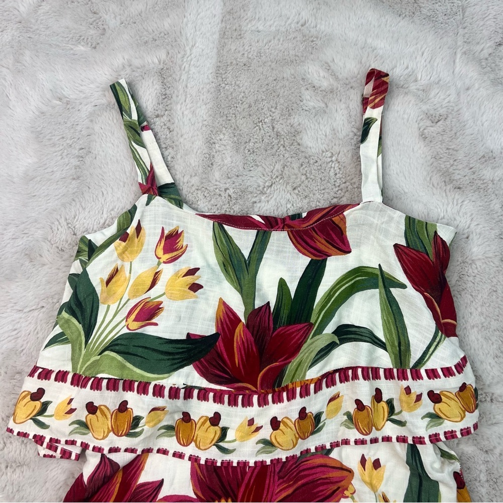 Farm Rio Floral Tiered Dress Mini Fall Pumpkin Boho Layered Rare One of a Kind - Picture 4 of 16